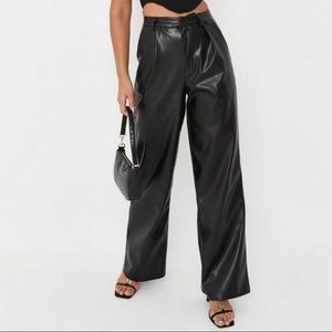 Faux Leather Wide Leg Pants